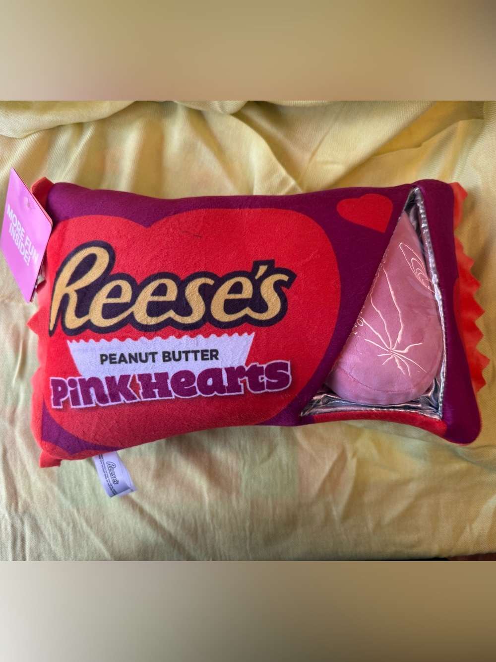 Reese's Pink Hearts Peanut Butter Plush Pillow with Mini Pillows Inside NEW